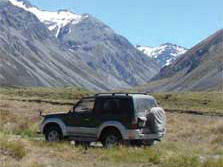 Four-wheel driving in Macaulay River valley.