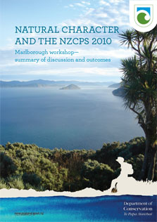 Publication cover showing view of northern entrance to Queen Charlotte Sound. Photo: Roy Grose. 