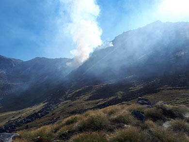 Smoke coming from Mt Titiroa. 