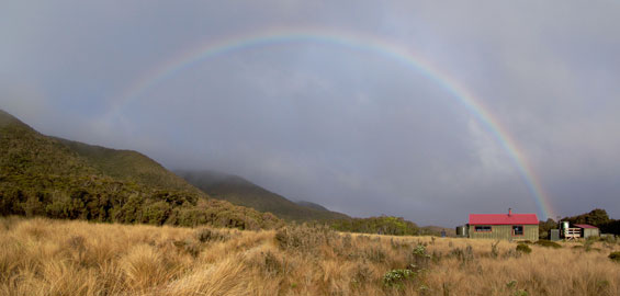 Rainbow at Saxon Hut. Photo: Markus Baumann.