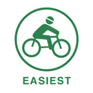 Mountain biking icon for easiest grade. 