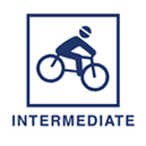 Mountain biking icon for intermediate grade. 
