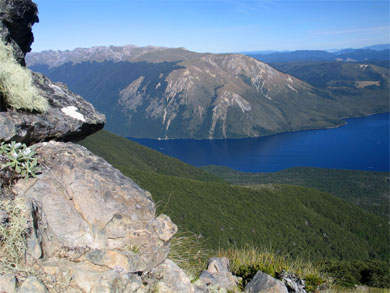 Lake Rotoiti from Parachute Rocks. 
