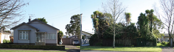 Spot the difference in biodiversity between these two houses. Photo: DOC/Adrienne Grant. 