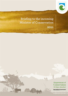 Cover of the Briefing to the incoming Minister of Conservation 2011.