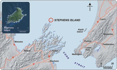 Map of Takapourewa/Stephens Island. 