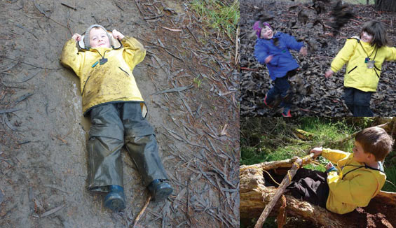 Children at the award winning Fiordland Kindergarten Nature Discovery Programme get immersed in the environment whatever the weather! Photo: Fiordland Kindergarten Nature Discovery Programme http://fiordlandknaturediscovery.blogspot.co.nz/ 