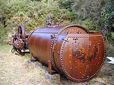 Judd steam log hauler and boiler following preservation treatment.