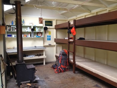 Upper Whirinaki Hut interior. 