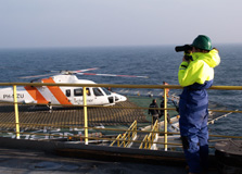 Marine mammal observer. Photo credit Ocean Science Consulting