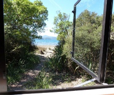 View from Matai Bay Hut window: Photo Beryl Archer. 