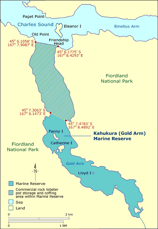 Kahukura marine reserve map-Charles Sound Fiordland