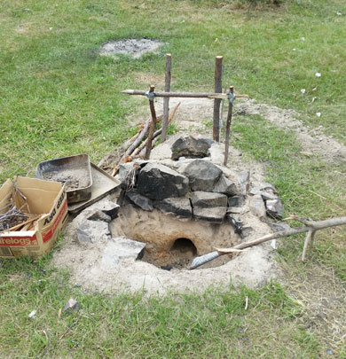 Pizza oven in park. 