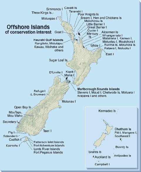 Map showing principal offshore islands.