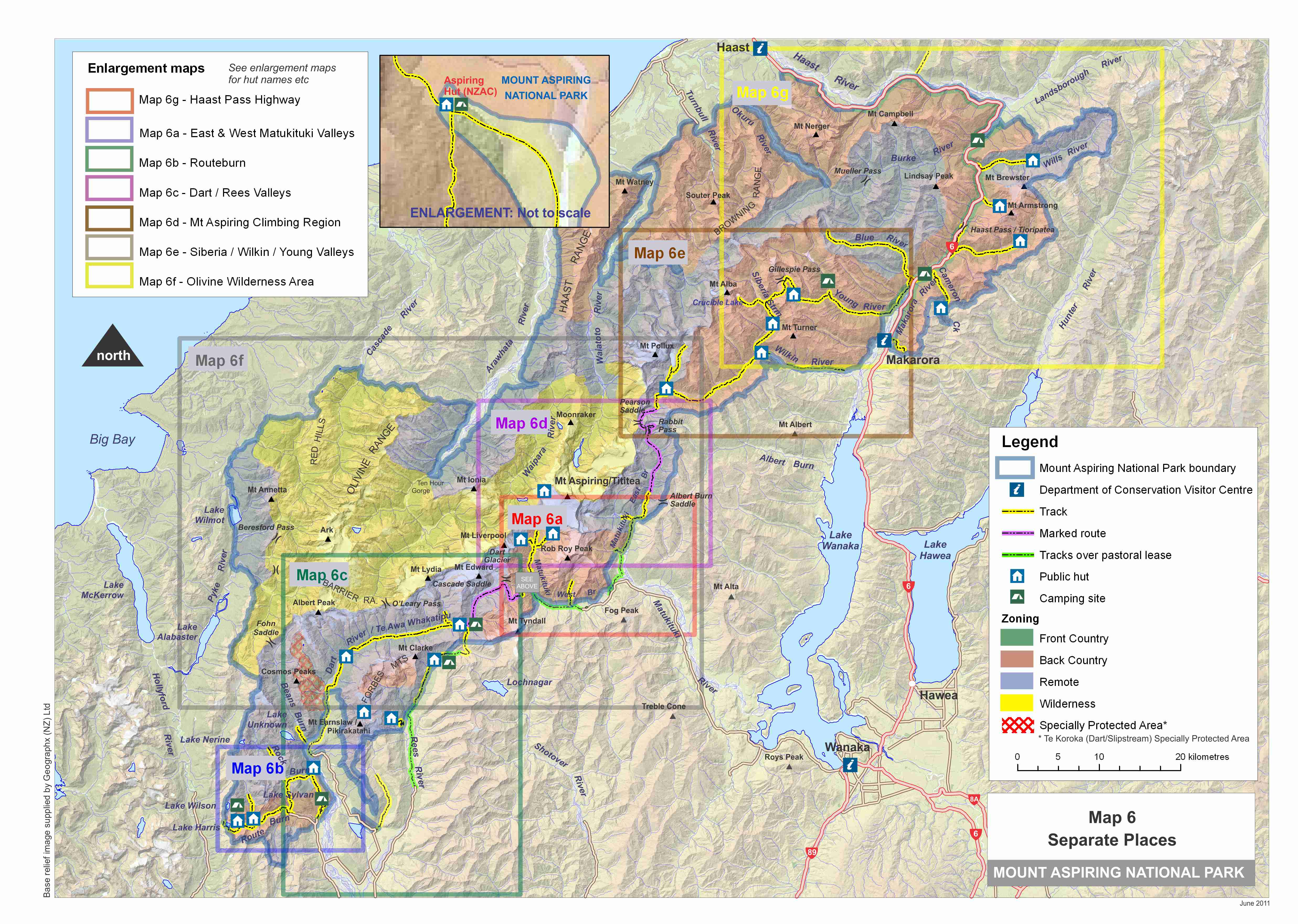 Maps Mount Aspiring National Park Management Plan publication