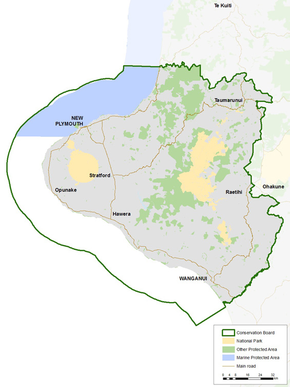 Taranaki Whanganui Conservation Board district map.