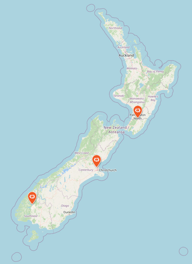Map of rearing sites. 
