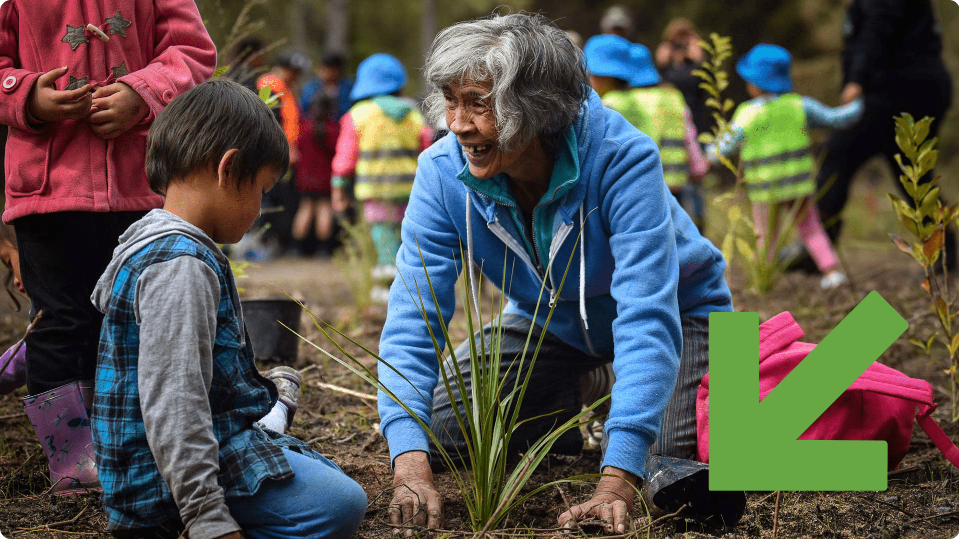 Ripeka Howden and moko at Murupara planting day.