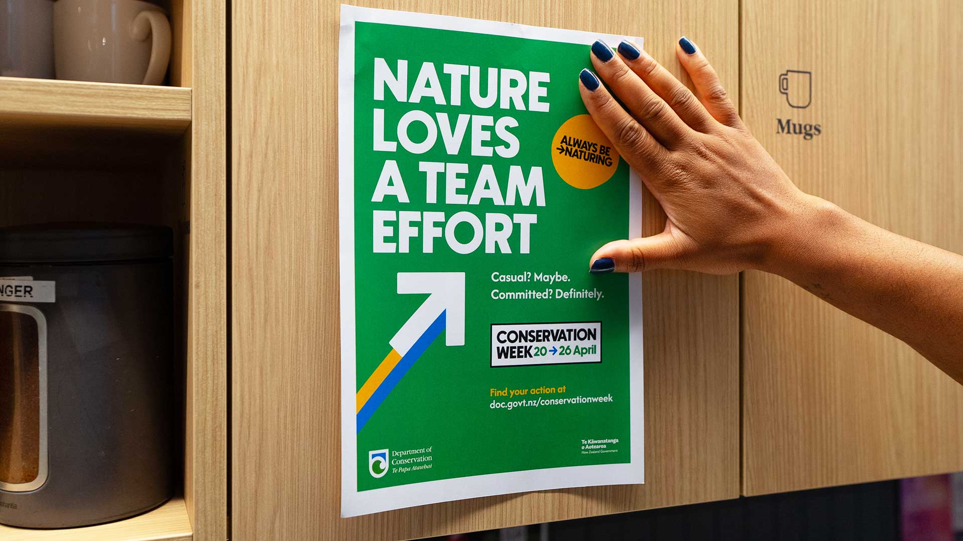 Conservation Week poster on office wall. 