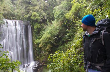 Person standing by Korokoro falls.