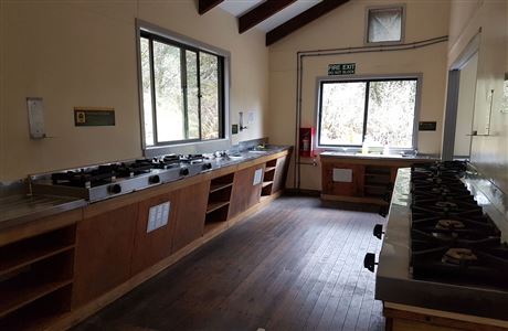 Cooking area in Lake Mackenzie Hut. 