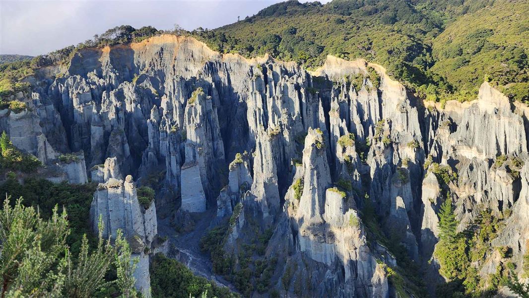 View of Putangirua Pinnacles from the platform.  