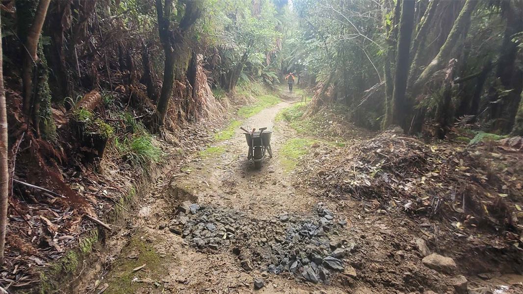 Winter damage from powered vehicles makes it difficult to maintain the Mangapurua Track for trampers and cyclists. 