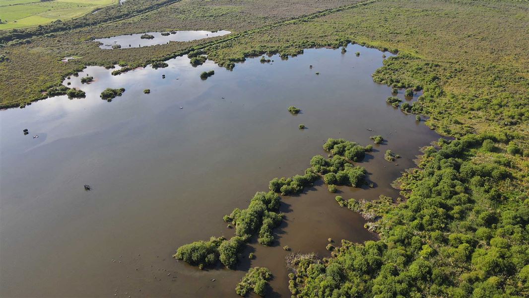 Aerial view of Tumurau Lagoon, Bay of Plenty