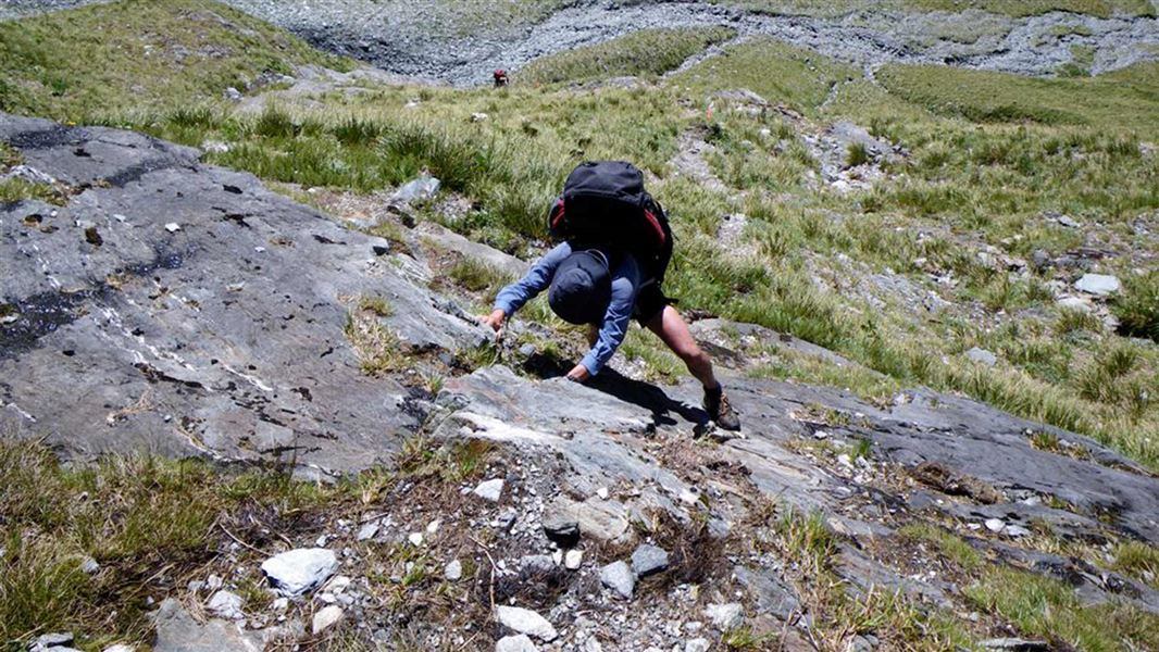 Person ascending the Waterfall Face. 