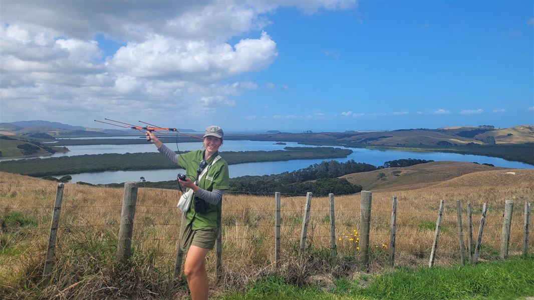 DOC Ranger Caroline tracking captive bred tara iti 