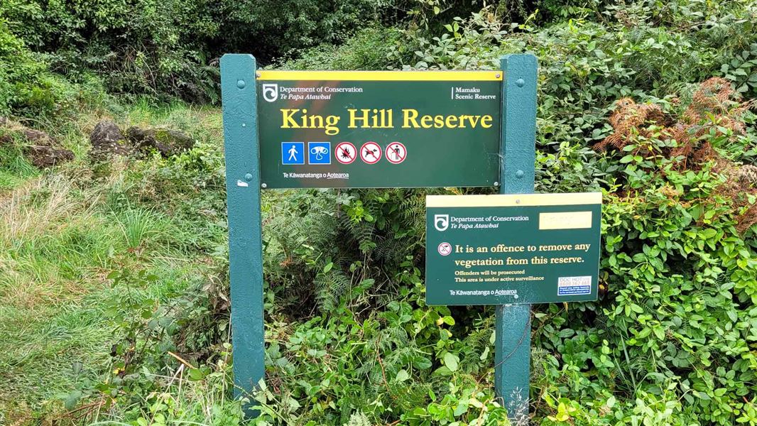 King Hill Reserve DOC sign. 