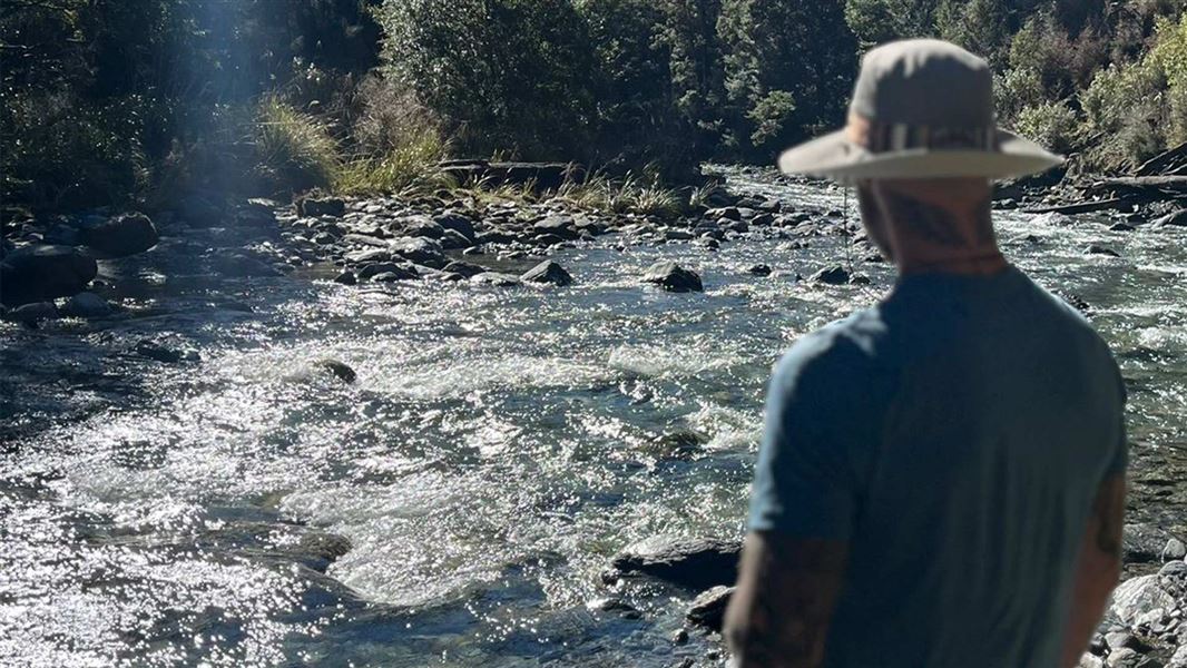 Person looking at Nardoo Creek. 