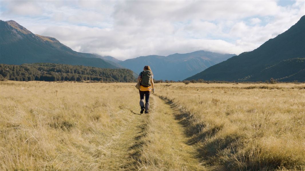 Walker in Arthurs Pass National Park. 