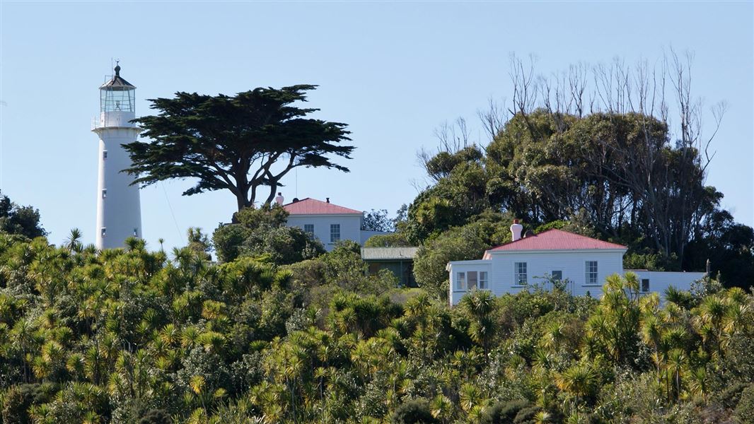 Historic Tiritiri Lighthouse and Keepers Cottages on Tiritiri Matangi Island.