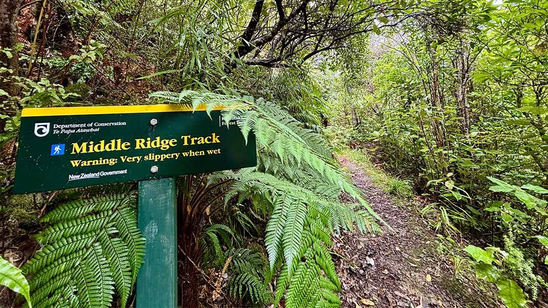 Middle Ridge Track and sign. 