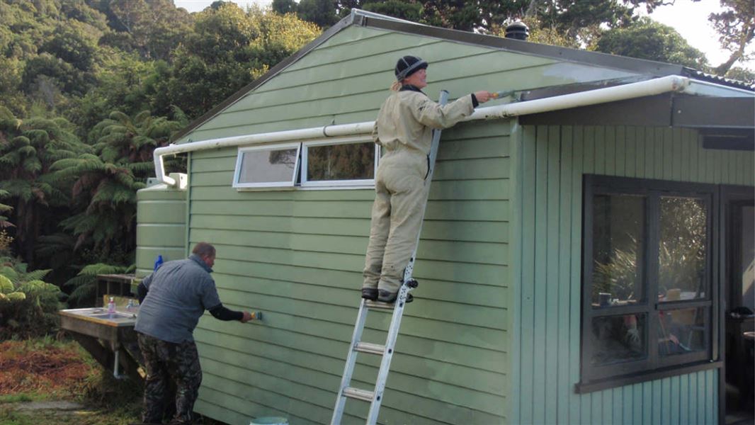 Hut painting on Stewart Island